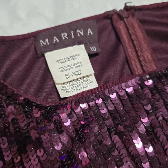 Marina Dark Purple Sequined Mini Cocktail Dress, Stretchy, Size 10, EUC! - Picture 7 of 10